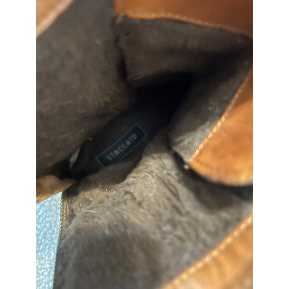 Vintage Staccato Camel Brown Leather Combat Boots Back Zipper Size 5.5 /220 Y2K - Picture 4 of 6